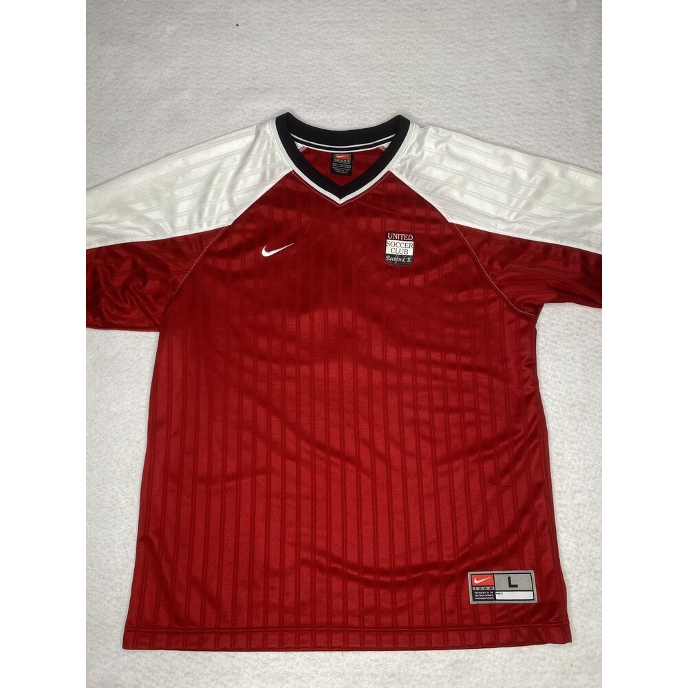 Nike Soccer Jersey Men’s Large Red White Number 3 United Rockford Performance